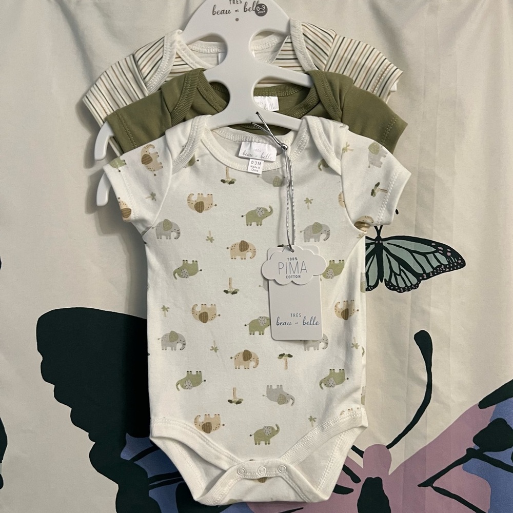 0-3 month 3 pk onesies